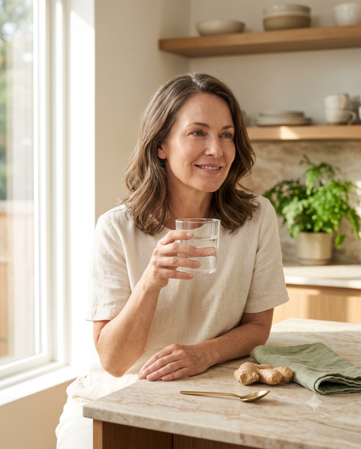 A woman enjoying her calm SlimTide morning